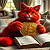 Poetry: In the hush of a sunlit parlor, where dust motes drift like quiet prayers, A crimson cat, fur...